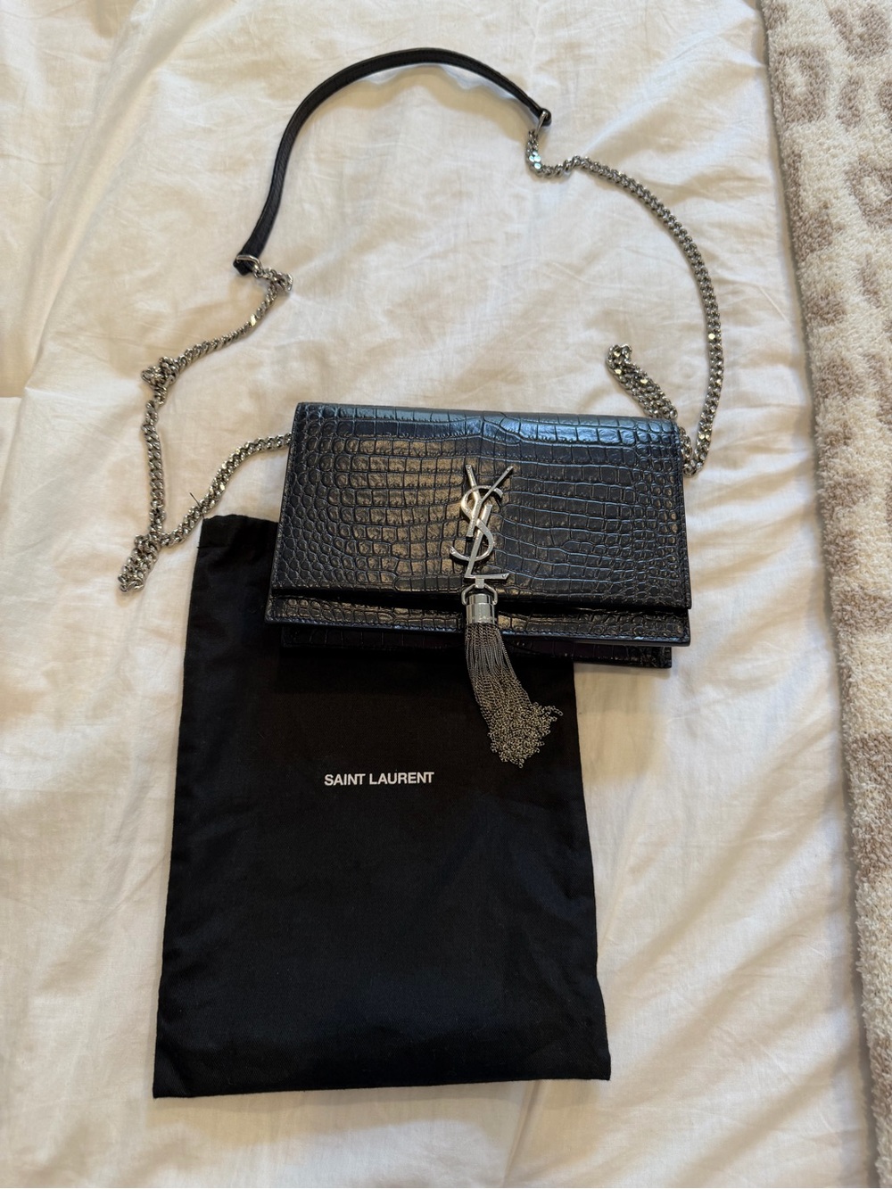 100% Authentic Saint Laurent Kate Small Tassel YSL Wallet on Chain